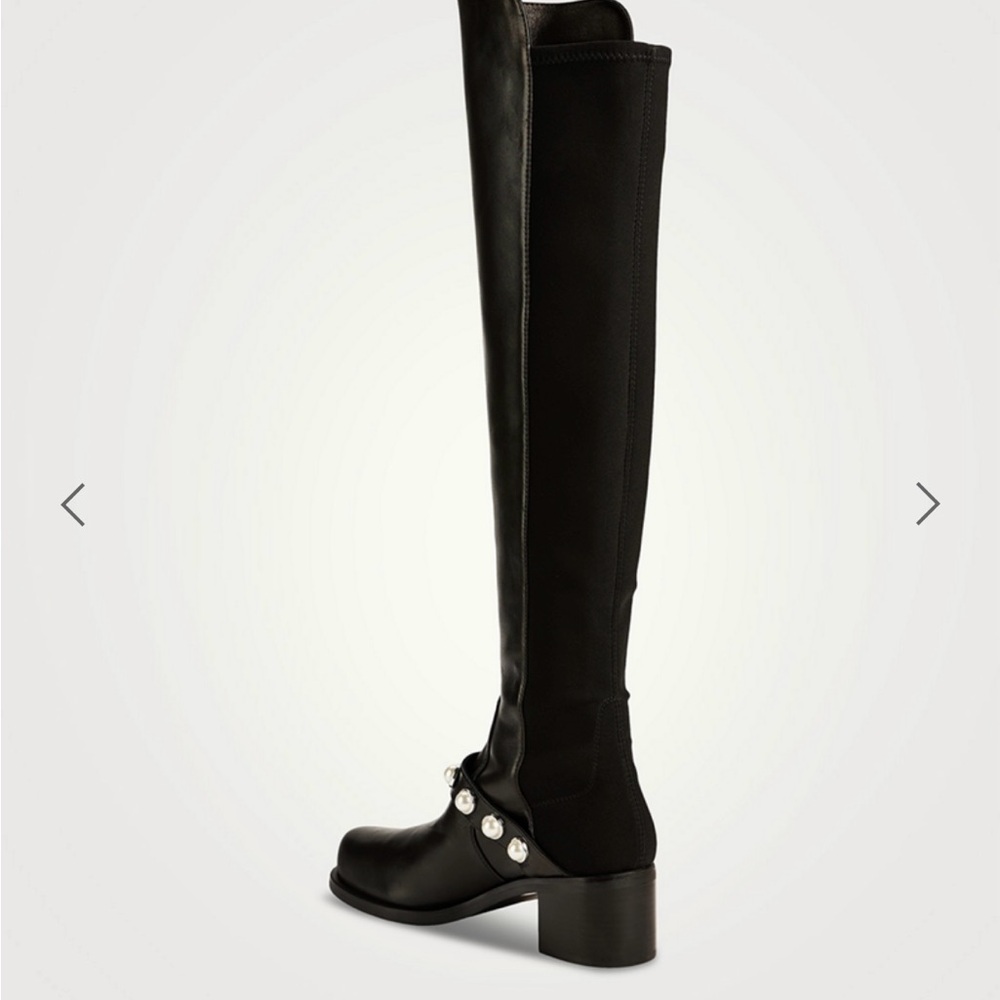 STUART WEITZMAN
Portia 5050 Pearl-Embellished Leather Knee-High Boots - Picture 5 of 5